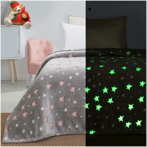 Fluorescent fleece blanket 160×220 Beauty Home Art 6129 Grey Pink