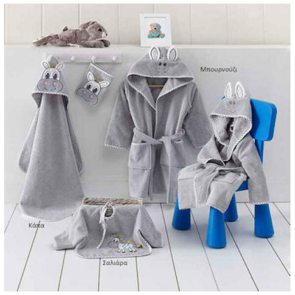 Baby bathrobe 1-2 years Homeline Zebra 3088 Grey