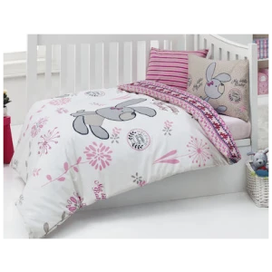 Baby sheet set 100x150 Homeline Nexttoo Petty 4021 White Pink