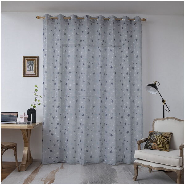 Sheer curtain eyelet rings 280 × 280 Art Blue color