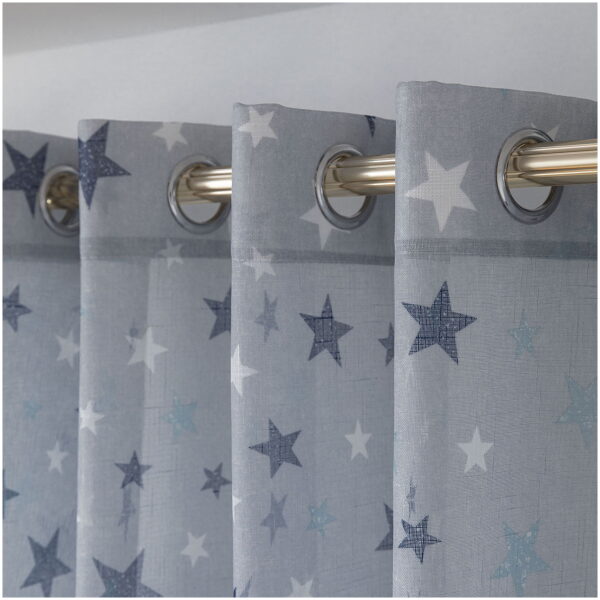 Sheer curtain eyelet rings 280 × 280 Art Blue color