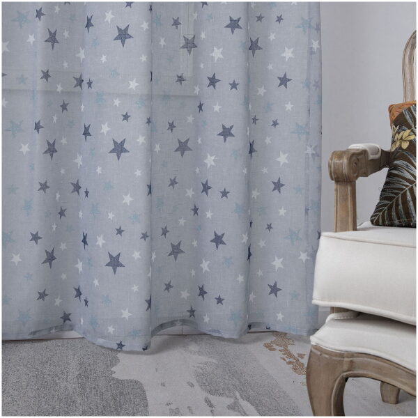Sheer curtain eyelet rings 280 × 280 Art Blue color