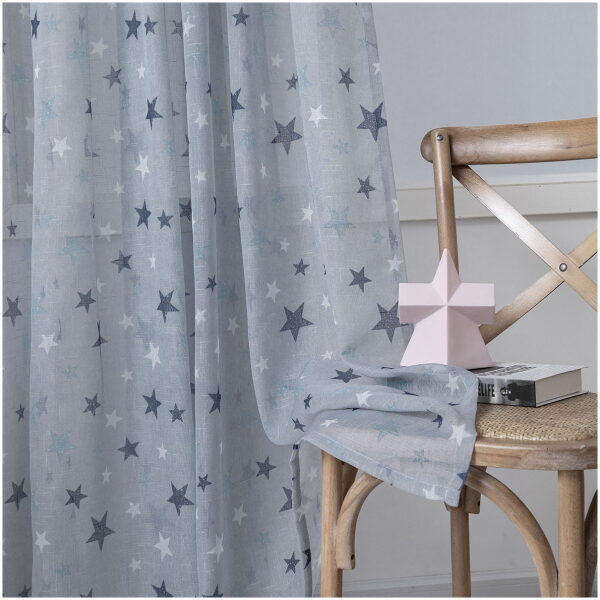 Sheer curtain eyelet rings 280 × 280 Art Blue color