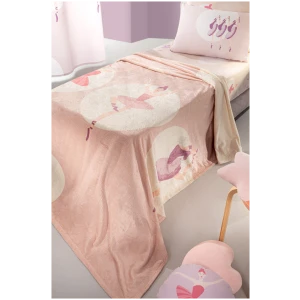 Fleece blanket 160x220 Saint Clair Ultra Soft Ballerinas Salmon