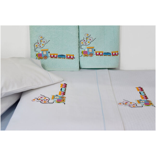 Baby pique blanket 110x130 Homeline 899 Train White