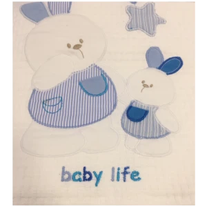 Baby pique blanket 120x160 Baby Life  White Light blue