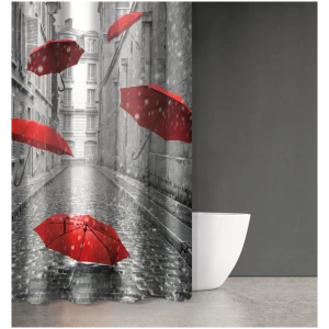 Bath curtain 180×200 Saint Clair Abstract Des 102 Grey Red