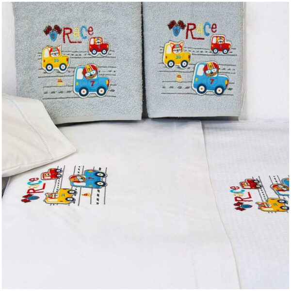 Towel set 2pcs Homeline 899 Cars Grey Light blue