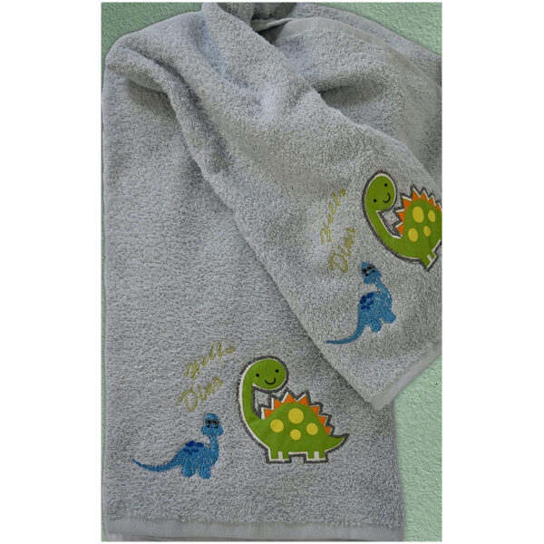 Set of towels 2pcs Homeline 899 Dinosaur Grey Blue