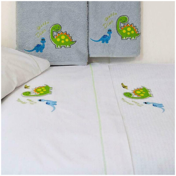 Set of towels 2pcs Homeline 899 Dinosaur Grey Blue