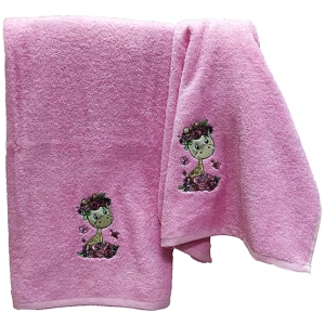 Set of towels 2pcs Malco Home Baby Giraffe Pink