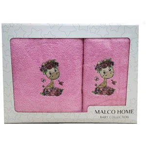 Set of towels 2pcs Malco Home Baby Giraffe Pink