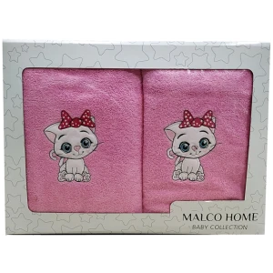 Set of towels 2pcs Malco Home Kitty Cat Pink