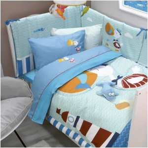 Baby sheet set 120x160 Das Home Smile Embroidery Blue