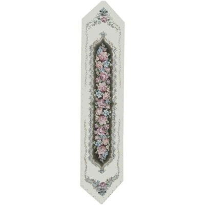 Table runner damascus velvet 35×170 Ecru