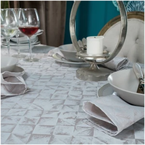 Tablecloth set 7 pcs Teoran Eze Beige Grey