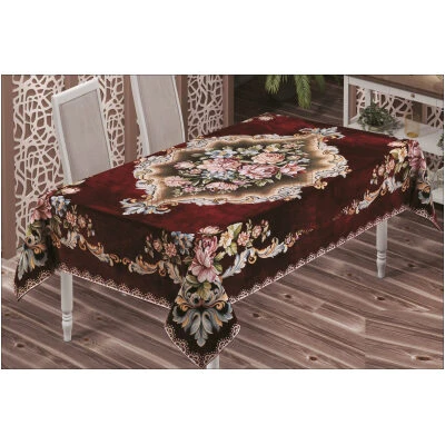 Tablecloth damascus velvet 140x180 Bordeaux