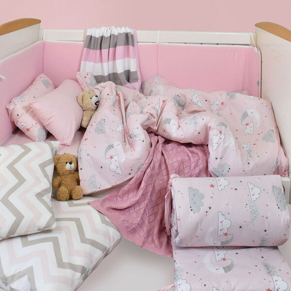 Baby Cot Bumper 45x200 Nexttoo 3157 Pink
