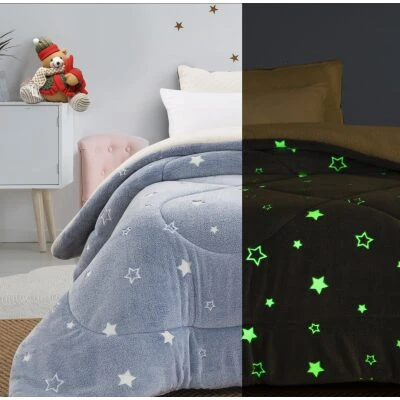Κουβερτοπάπλωμα φωσφοριζέ 160x220 stars Γαλάζιο