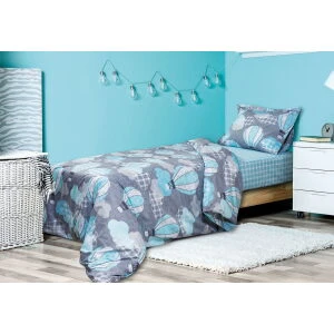 Bed sheet set Beauty Home Balloons Art 6123 Light Blue Grey