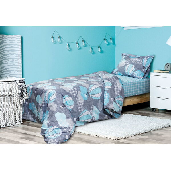 Bed sheet set Beauty Home Balloons Art 6123 Light Blue Grey